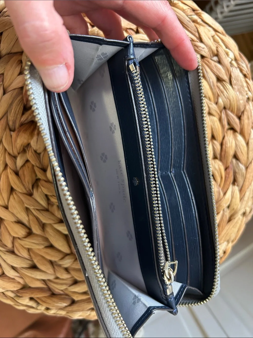 Leather Zipper Wallet Case - Gray